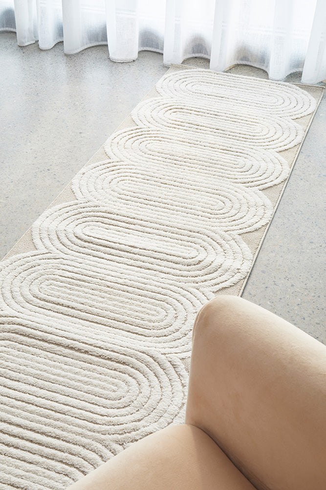 Lotus Carl Beige White Runner Rug