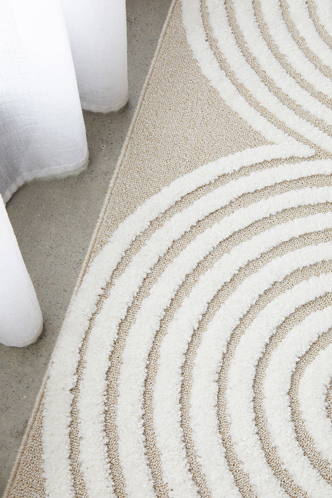 Lotus Carl Beige White Runner Rug