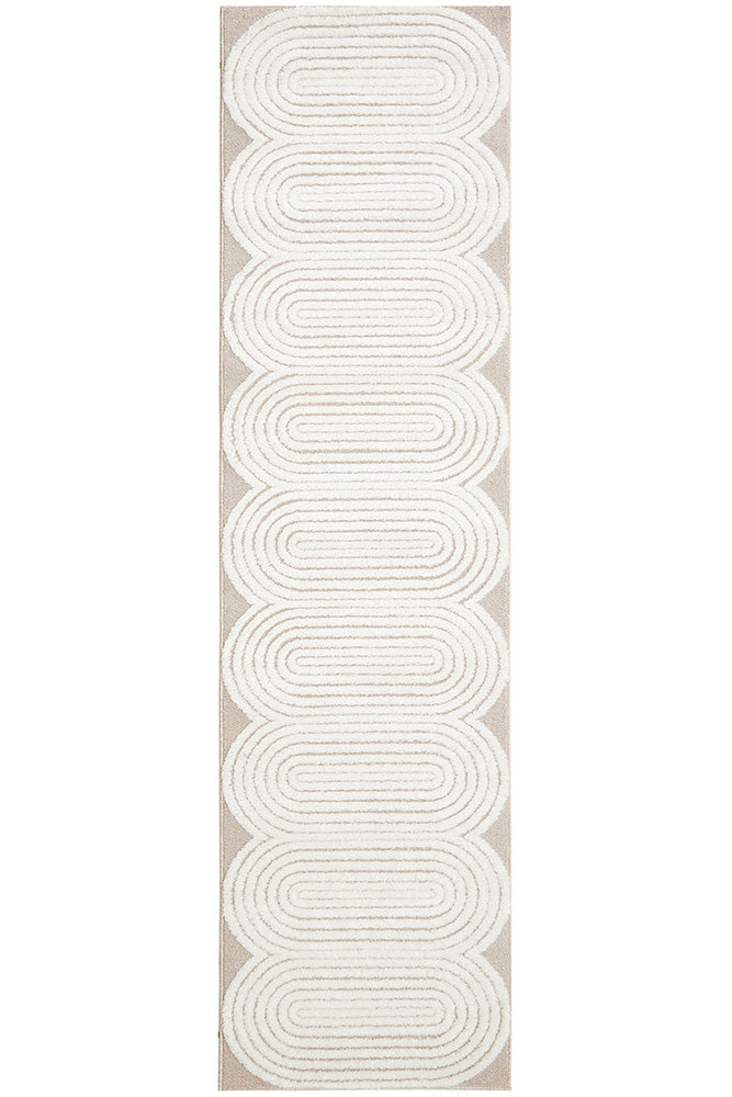 Lotus Carl Beige White Runner Rug