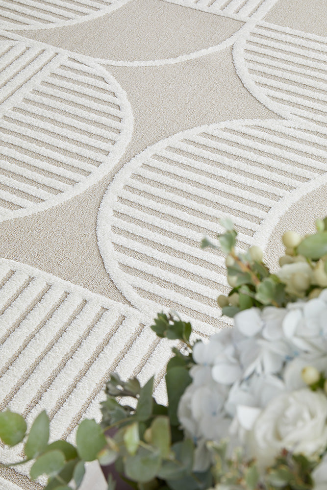 Lotus Leo Beige White Runner Rug