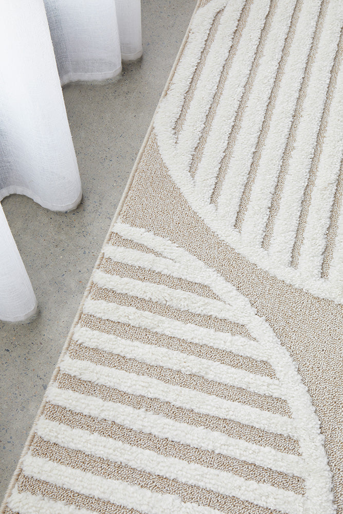 Lotus Leo Beige White Runner Rug